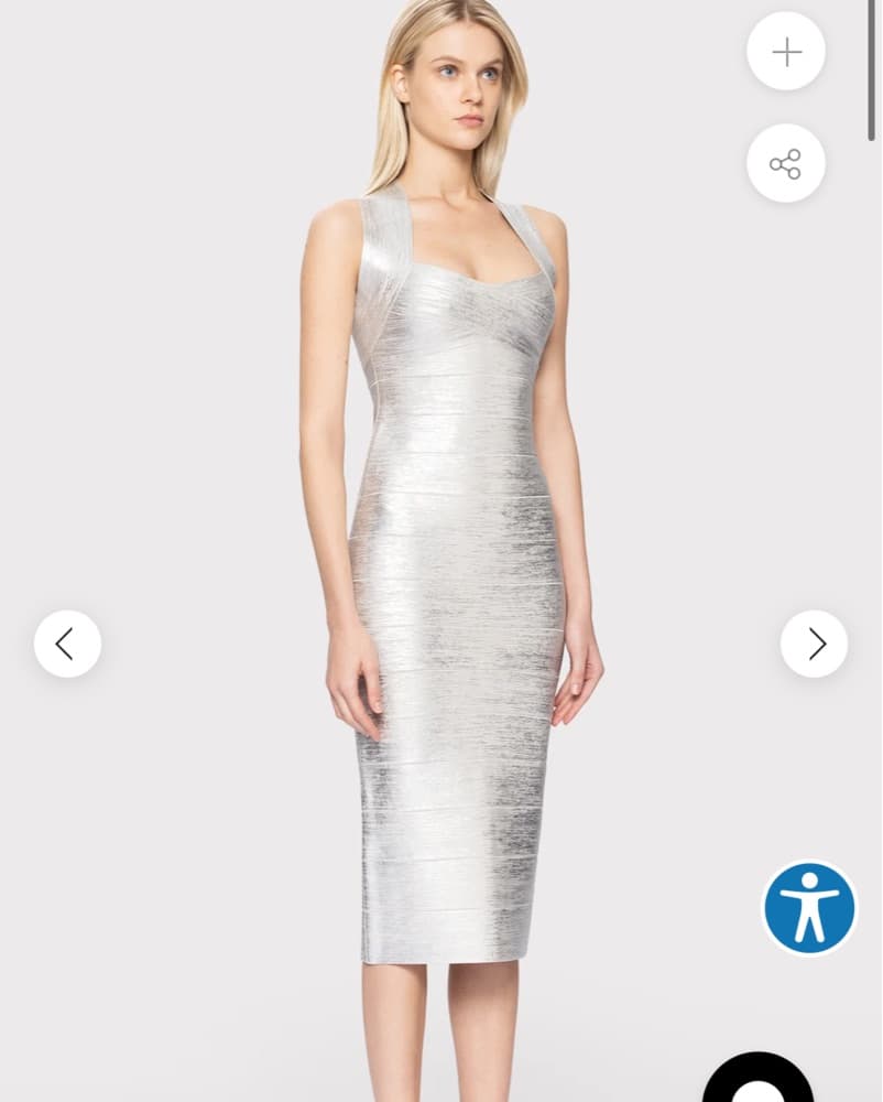 Hervé Léger Foil Halter X-Back Midi - Image 2