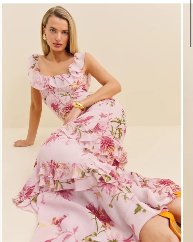 Reformation Tripoli Dress In Pink Floral - Image 2