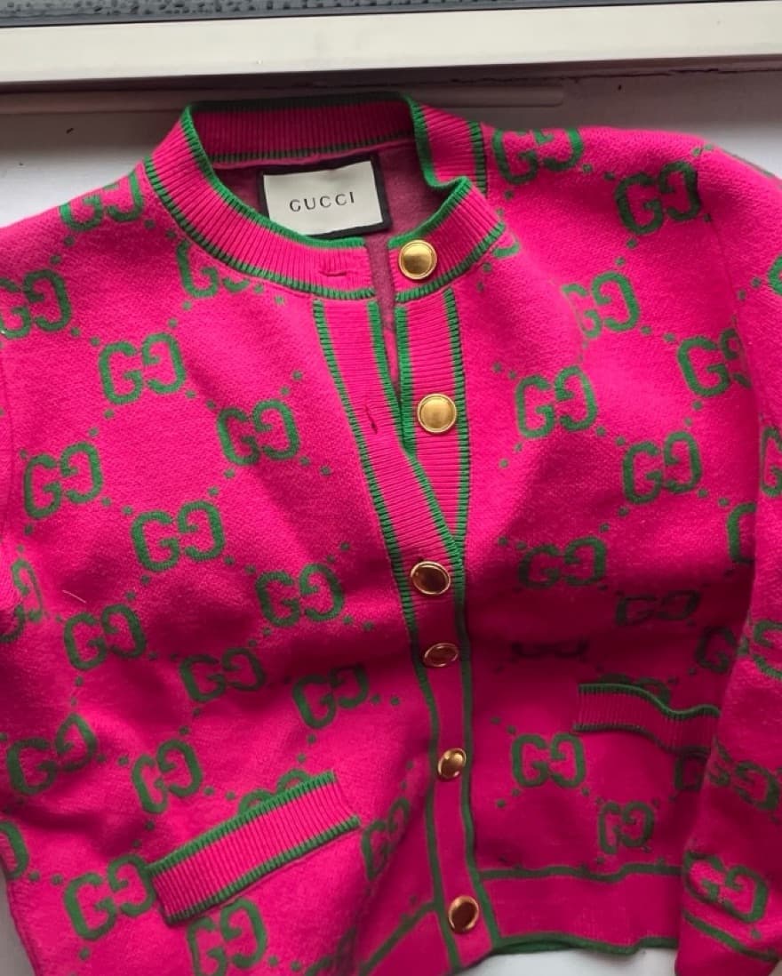 Gucci Jacquard Pink Cardigan - Image 2