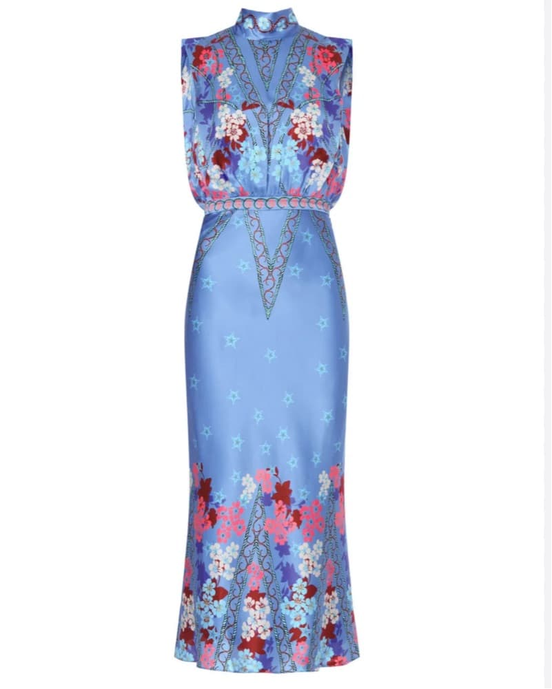 SALONI Midi Dress In Sky Flourish - Image 1