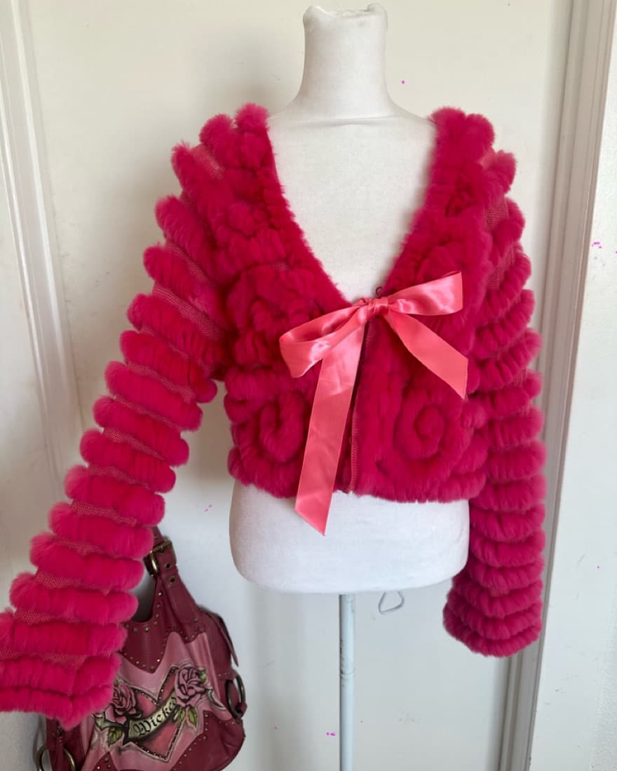 BCBG Rabbit Fur Hot Pink Top - Image 2