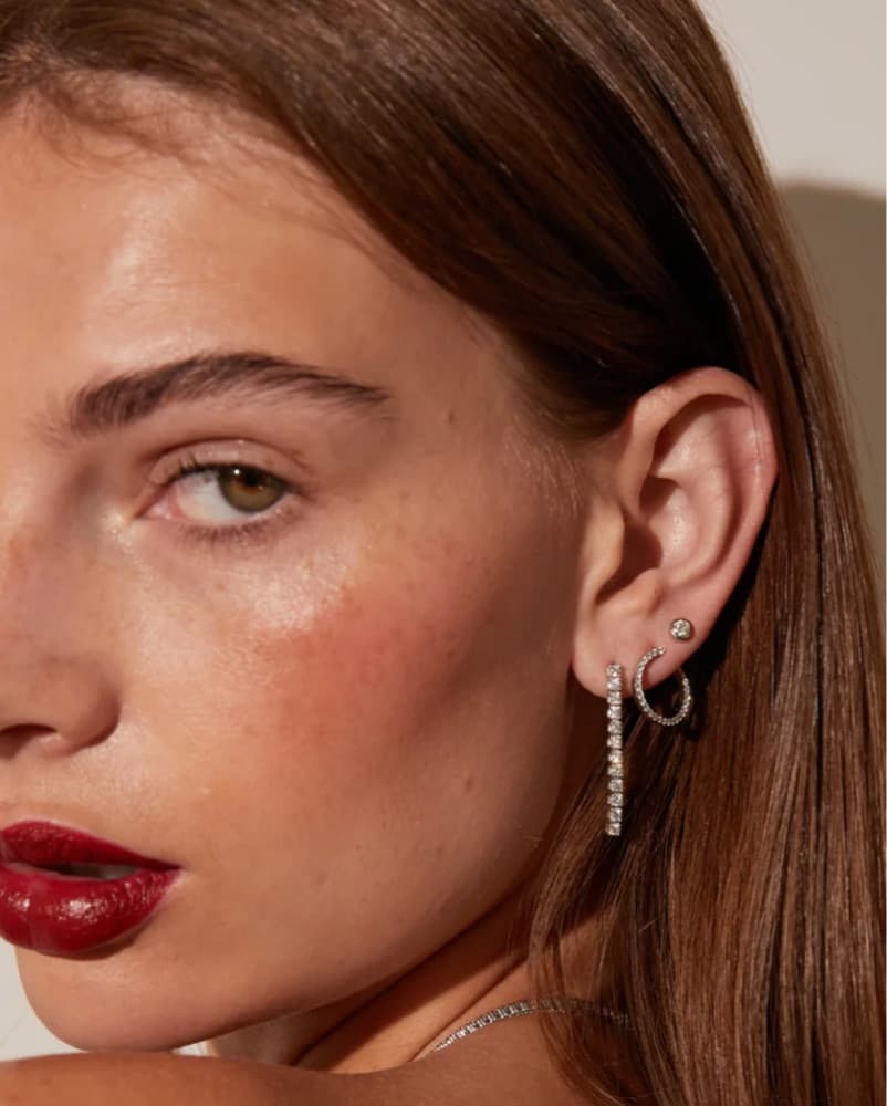 White Sapphire Tennis Earrings - Image 3