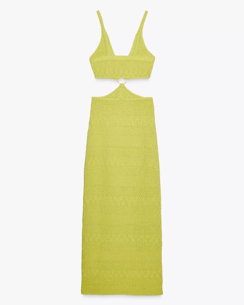 Cut Out Knit Dress - Lime Green  - Image 2