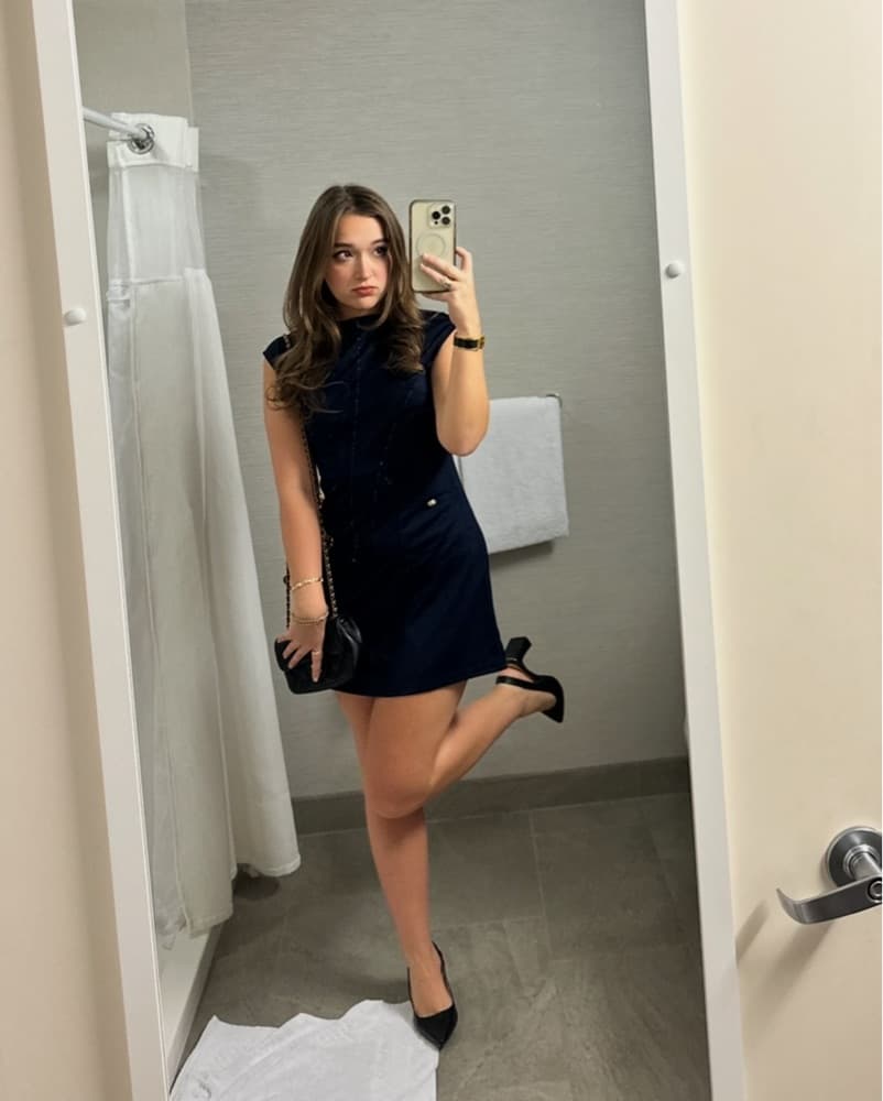 Classy Mini Dress With Gold Buttons - Image 2