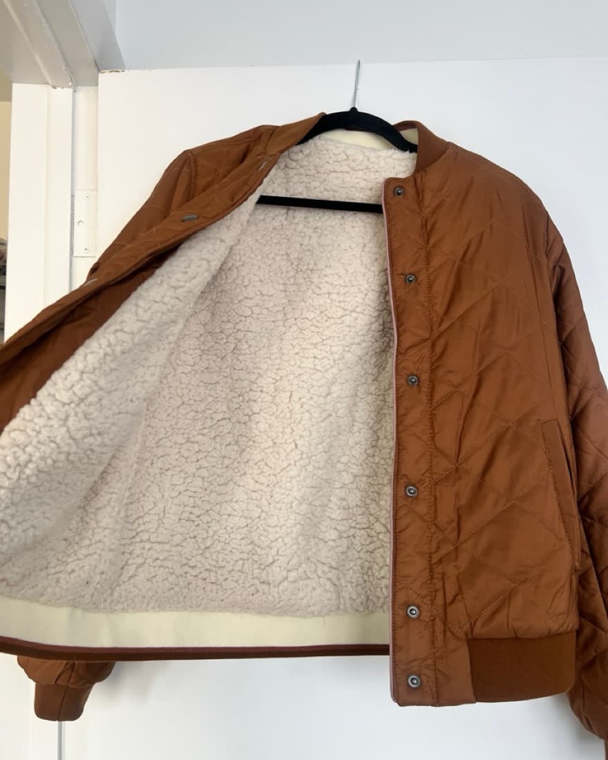 Copper Quilted Sherpa Bomber Jacker - Image 3