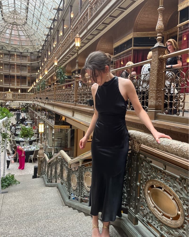 Black casette Silk Dress - Image 3