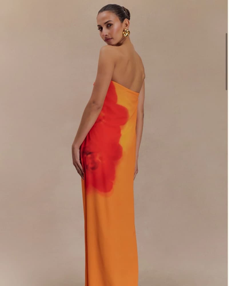 Meshki Orange Strapless Gown - Image 5