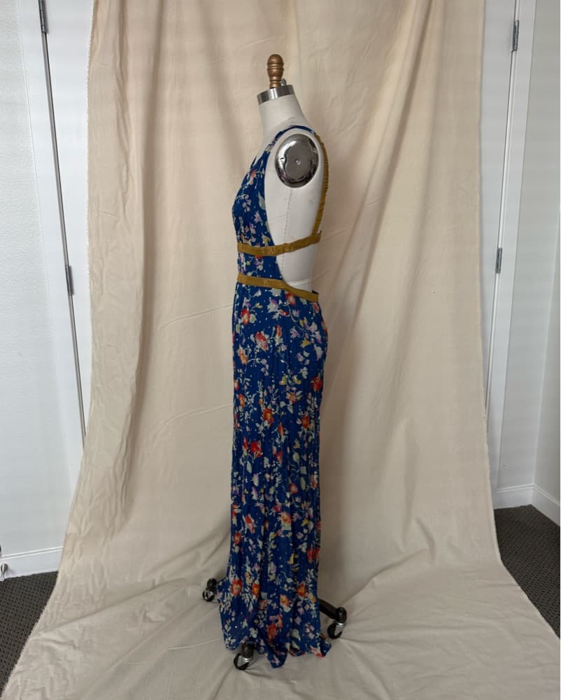 Long Blue Gold floral dress From Rixo - Image 2