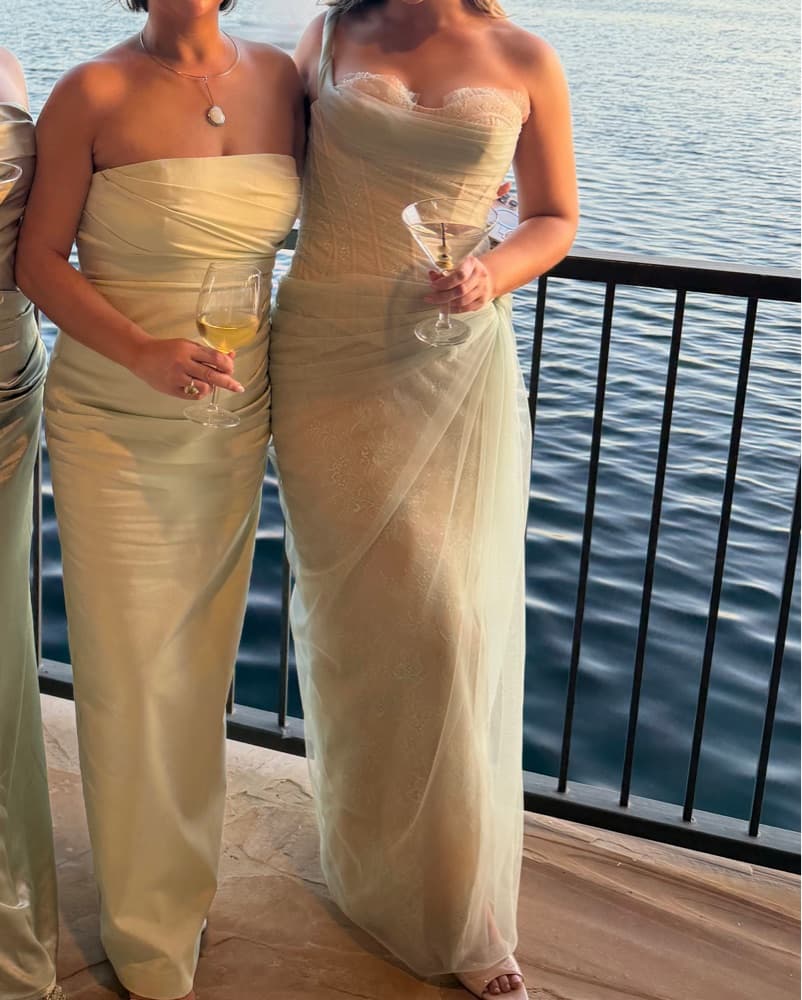 Elegant Mint Lace Gown-Custom Long Slip - Image 6