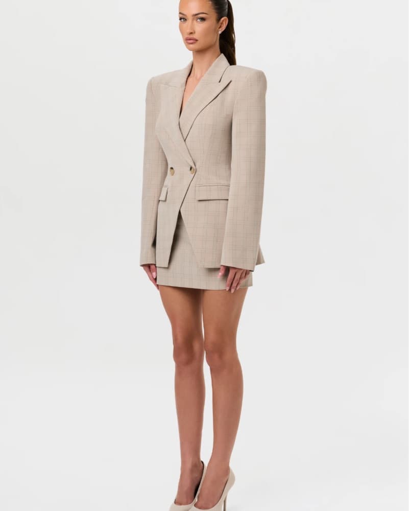 Sophisticated Plaid Blazer Dress - Image 4