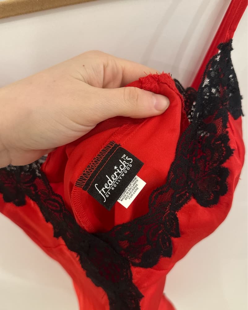 Vintage Red lace slip Dress - Image 3