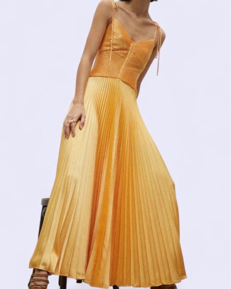 Rochelle Satin Pleated Cami Dress - Image 5