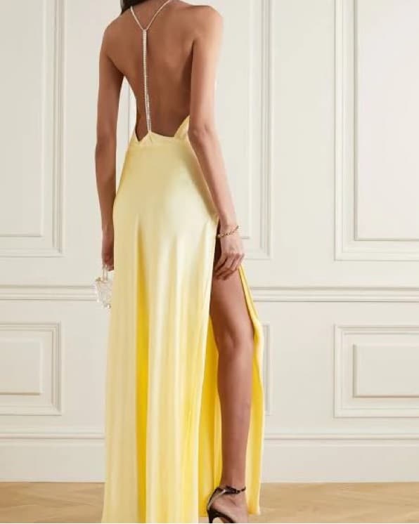 $1300 Crystal Halter Silk Gown - Image 4