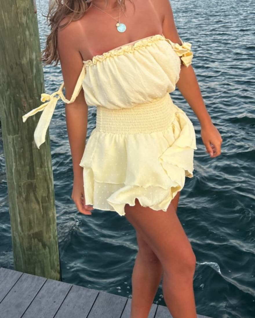 Ruffled Smocked Strapless Mini Dress - Image 2