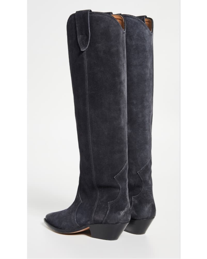 Isabel Marant Denvee Tall Suede Black Cowboy Western Boots - Image 5