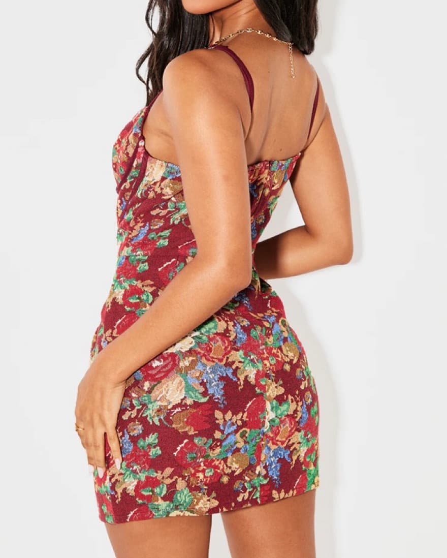 PLT Petite Dark Red Floral Mini  - Image 3