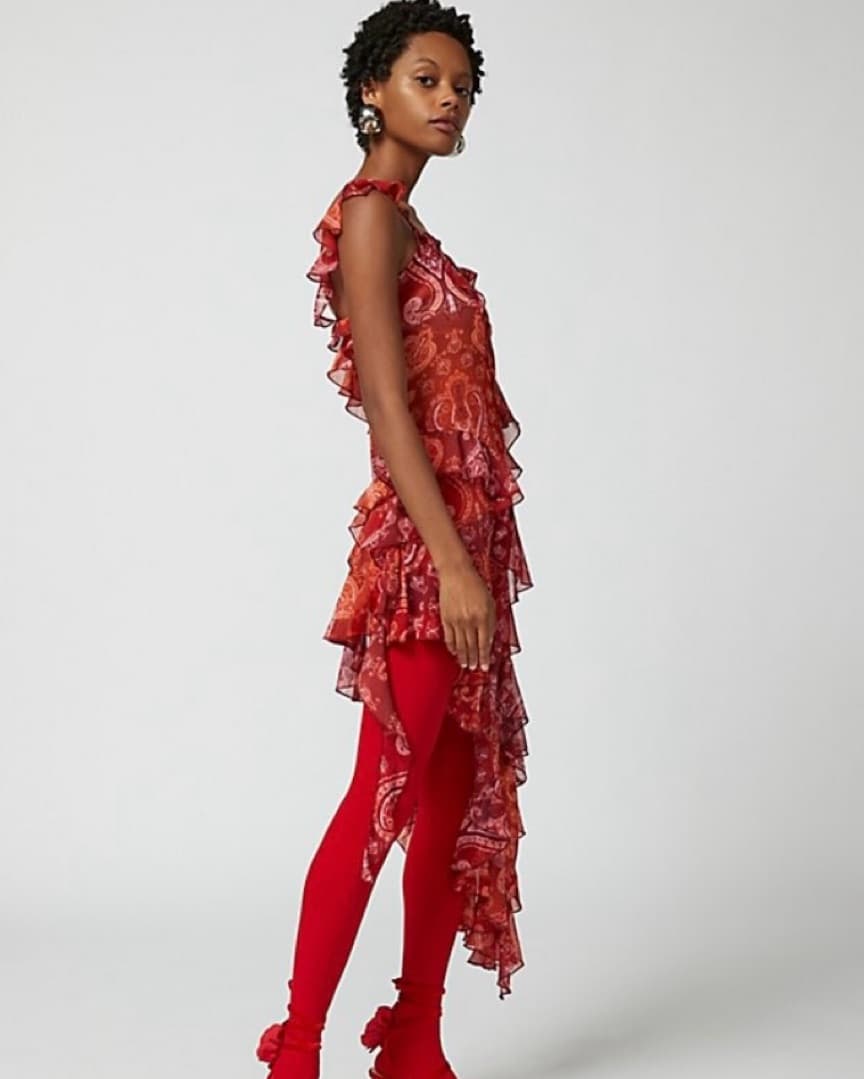Vibrant Paisley Ruffle Dress - Image 3