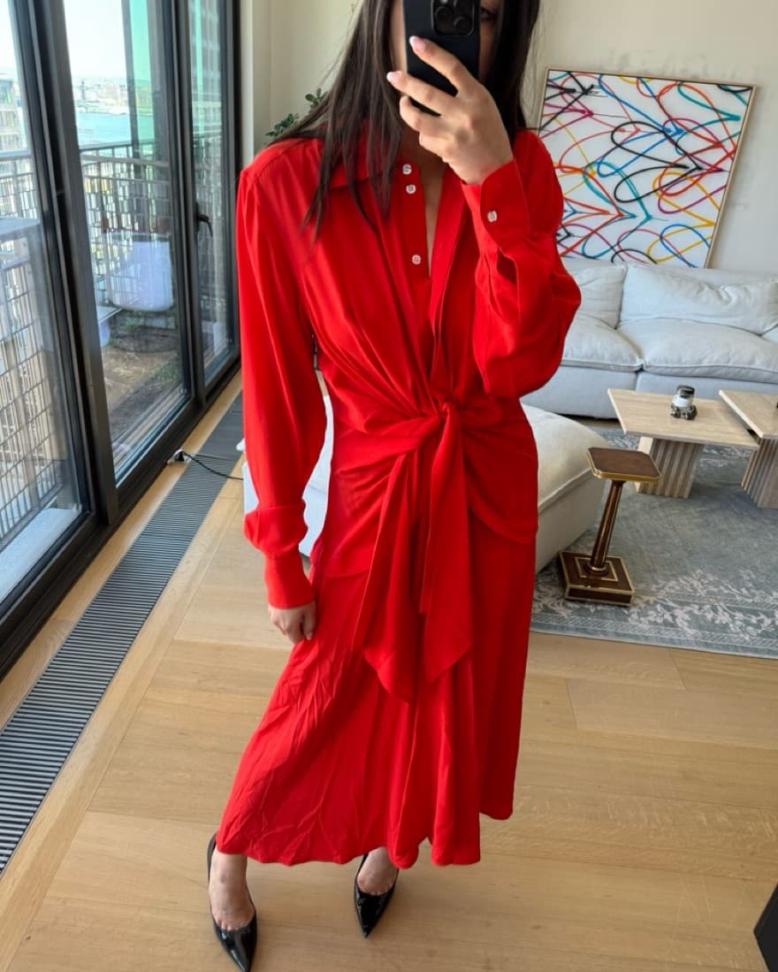 Orange Victoria Beckham Midi Dress - Image 1
