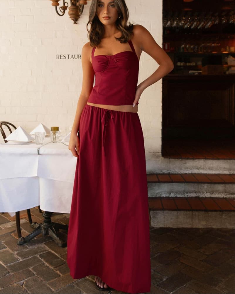 Red Maxi Skirt Set - Image 1