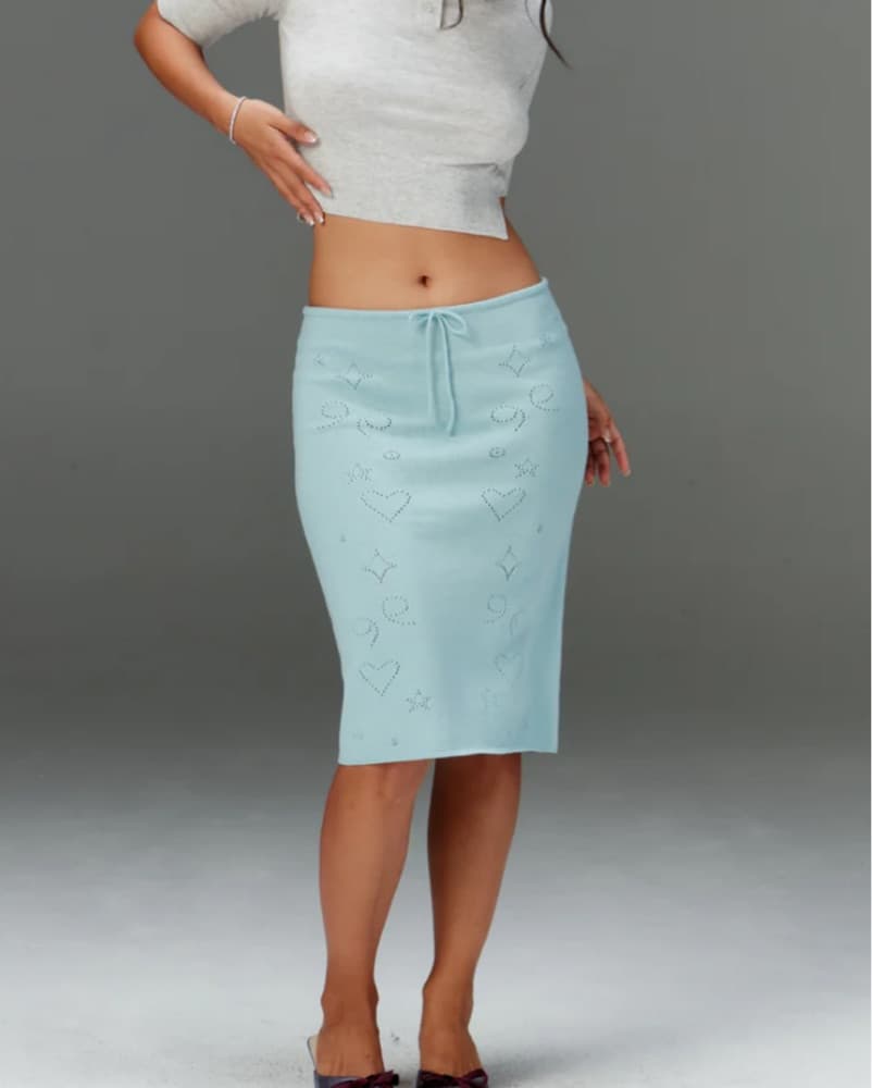 Blue Knit Midi Skirt - Image 4