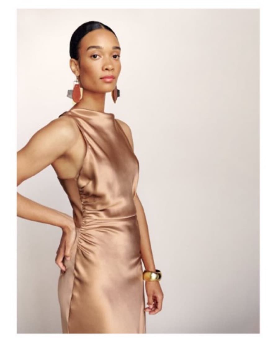 Reformation Cassette Silk Tan Dress  - Image 1