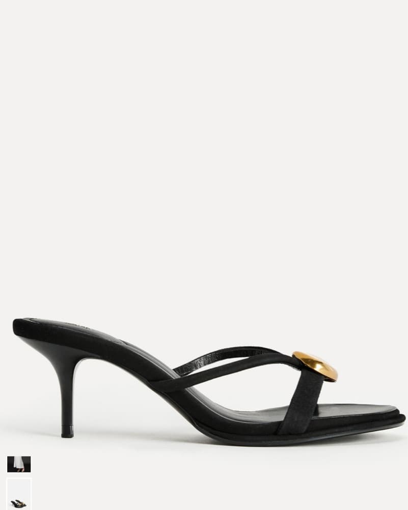 Zara Leather Heel Metallic Gold Details - Image 2