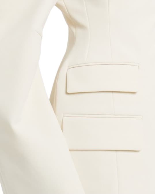 Chic White Rounded Shoulder Blazer Dress - Image 3