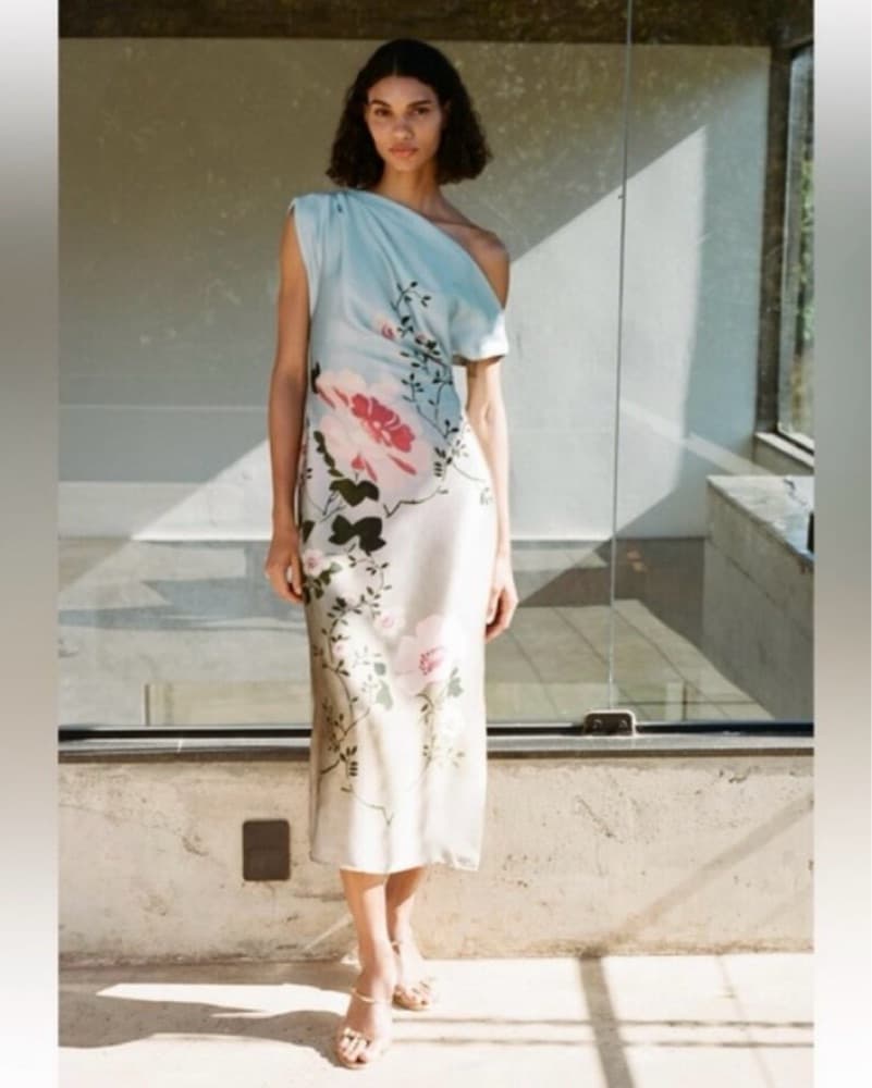 Floral Print Satin Dress - Image 3