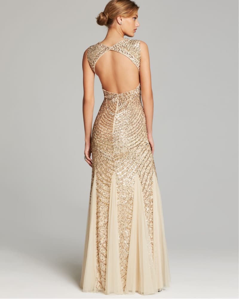 Aidain Mattox Gold Sequin Mermaid Gown - Image 4