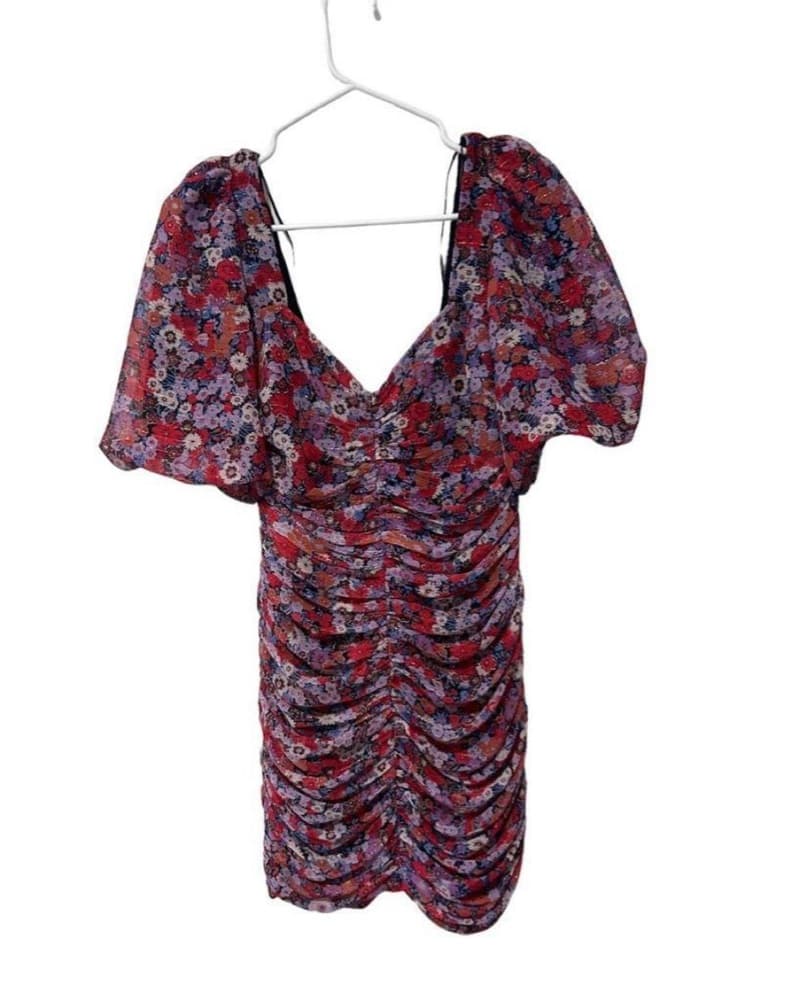 Zara Floral Draped Ruched Mini Dress - Image 2