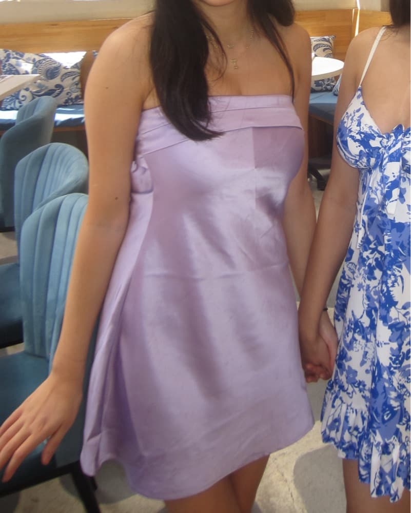 Lilac Satin Mini Dress - Image 4