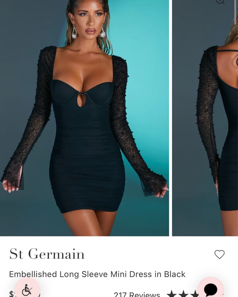 Oh Polly Black Beaded Dress Long Sleeve - Image 1