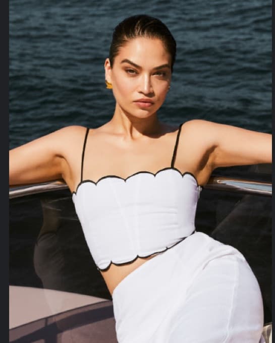 Meshki Scalloped White Crop Top - Image 3