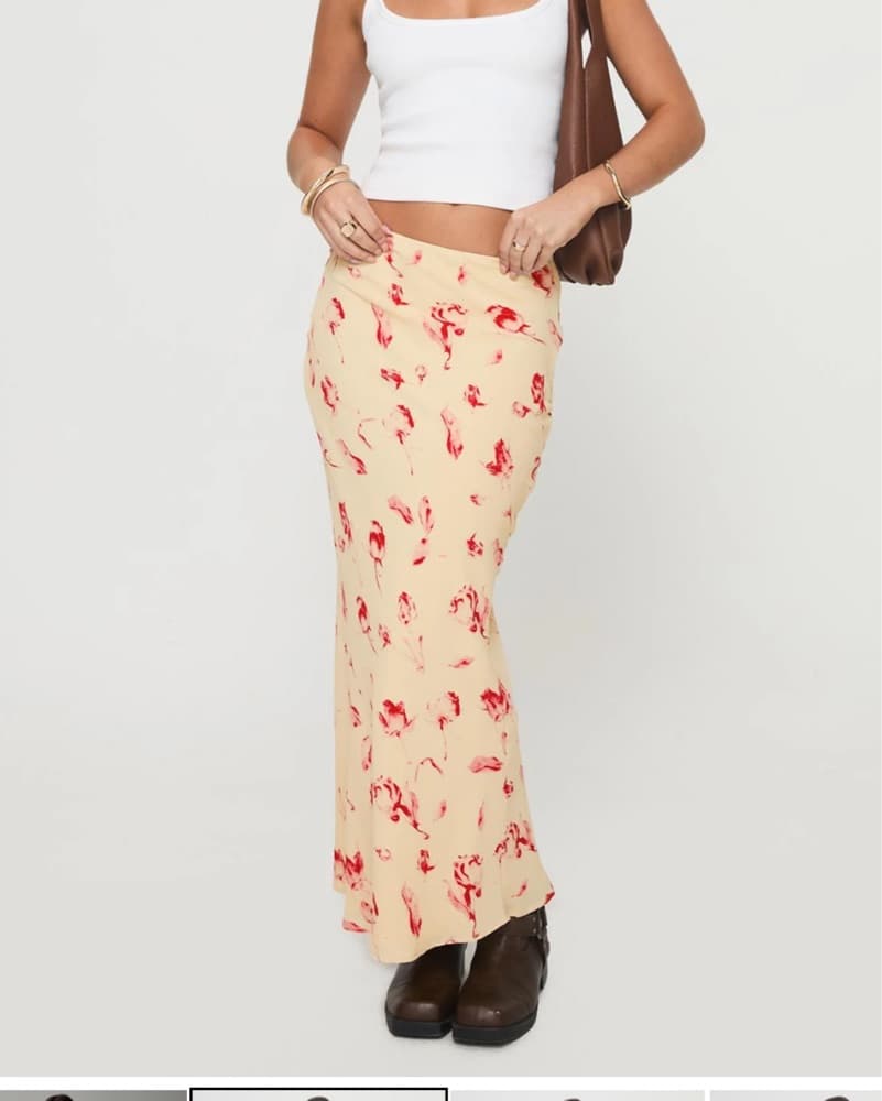 Floral Midi Skirt with Crop Top - Image 2