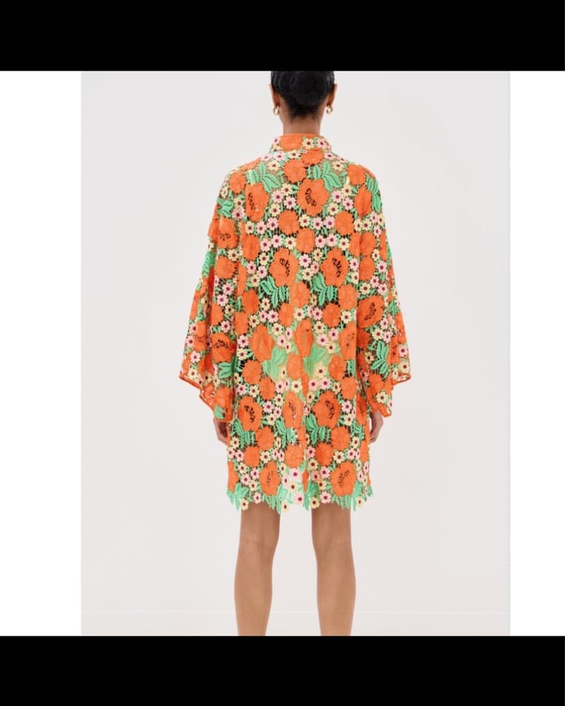 Orange Garden Lace Mini Caftan - Image 3