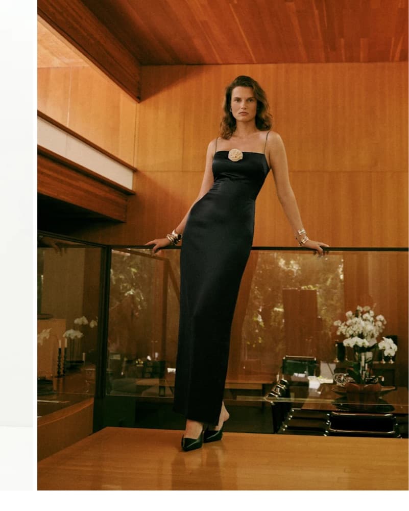 Black frankie Silk Dress With Flower - Image 5