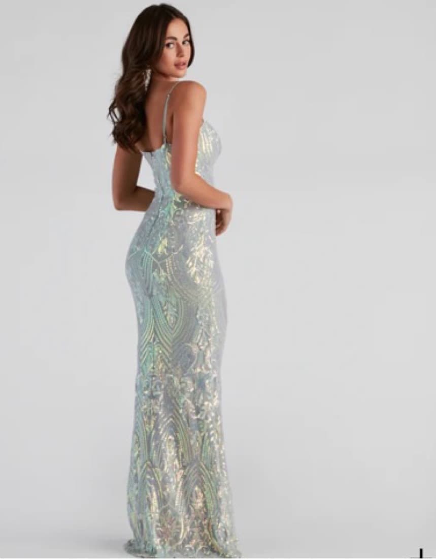 light blue sequin tight fit formal dres - Image 2