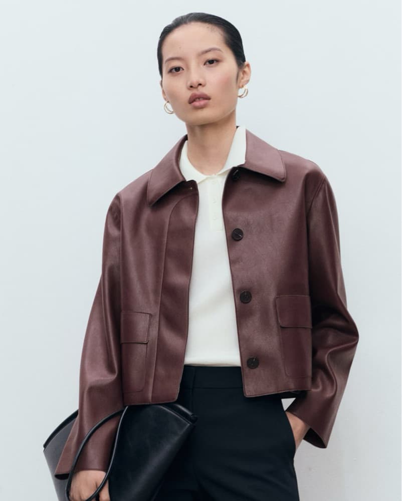 MANGO LEATHER-EFFECT JACKET WITH POCKETS - Image 1