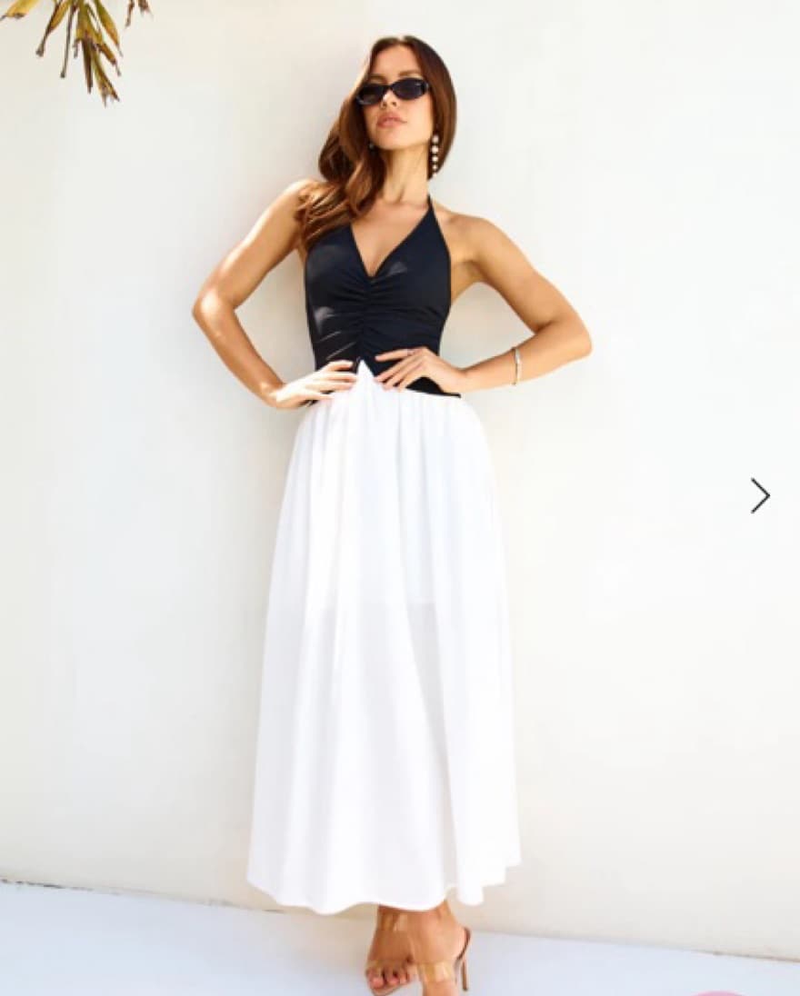 Black And White Halter Maxi Dress  - Image 2