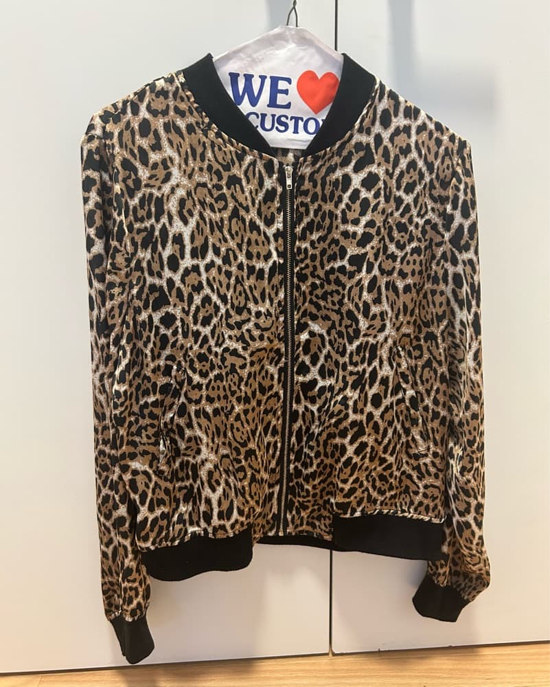 Leopard Print Bomber Jacket - Image 1