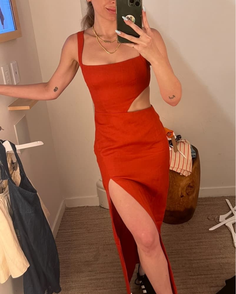 Reformation Orange Cut Out Dress  - Image 2