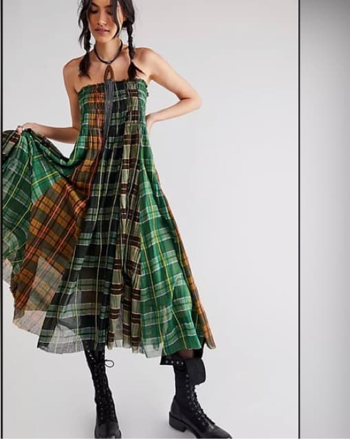 🌿 Free People Convertible Plaid Maxi - Image 1