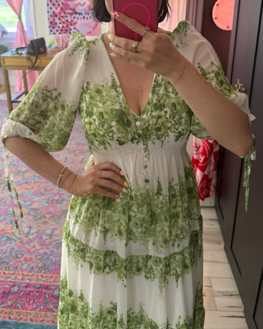 Green Floral Short Sleeve Maxi - Image 5