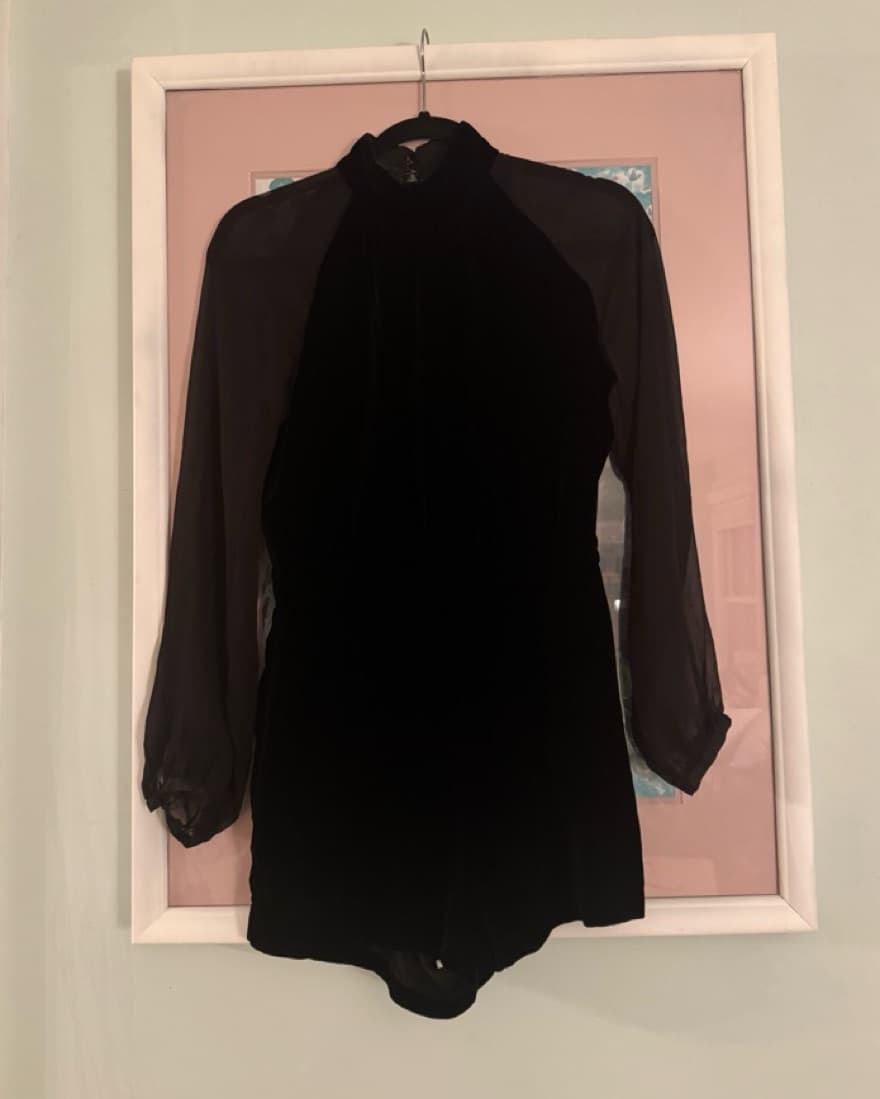 Intermix Black Velvet Romper - Image 3