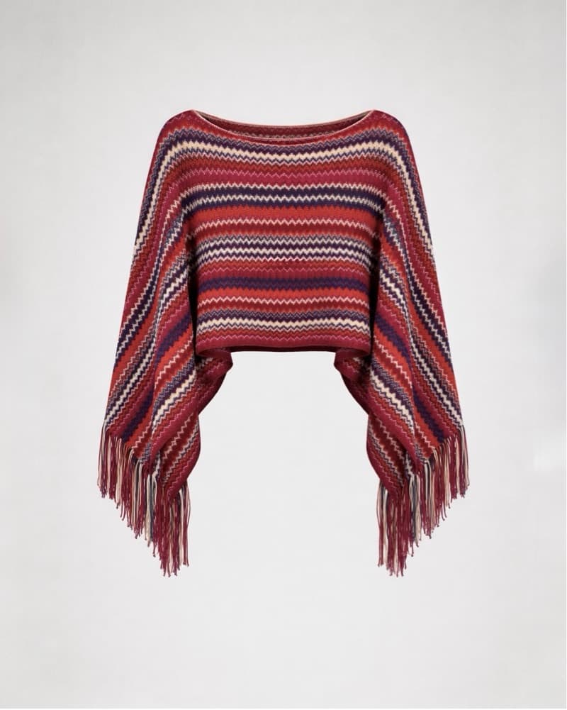 $430 Missoni Pink Fringe Wool Poncho - Image 4