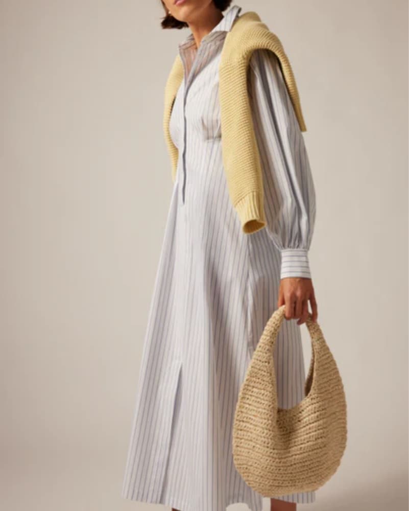 White and Blue Stripe Corinne Dress - Image 2