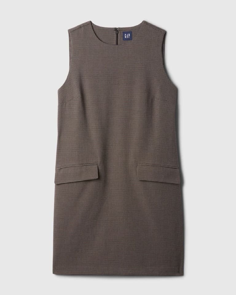 Brown Tweed Shift Mini Dress - Image 2