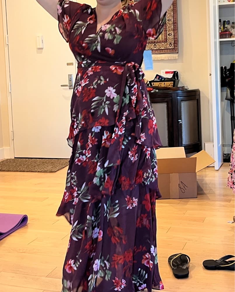 Vibrant Floral Maxi Dress Medium Petite - Image 2