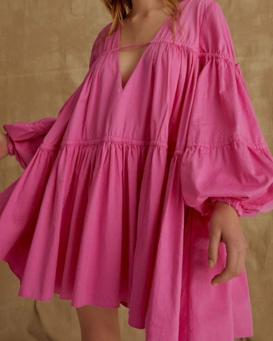 Aje Pink Overture Smocked Dress - Image 1