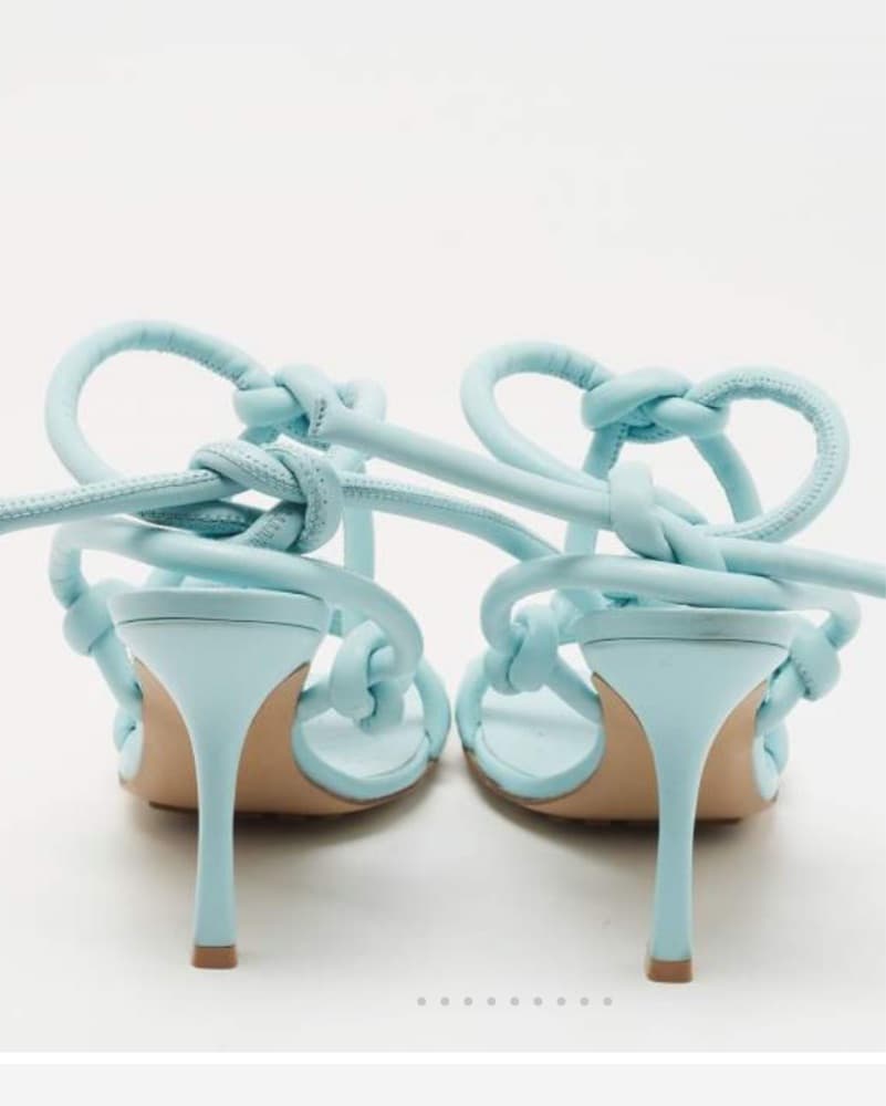 Bottega Veneta Light Blue Knotted Ankle Strap Sandals - Image 4